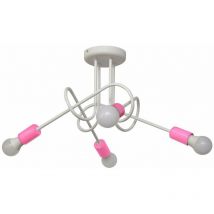 Oxford Lámpara de Techo Semi Empotrada Multi Brazo Blanco, Rosa 44cm - Helam