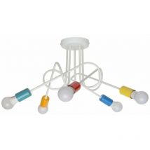 Helam Lighting - Helam Oxford Multi Arm Semi Flush Ceiling Light White, Multi-Coloured 50cm