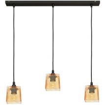 Helam santos Plafoniera a Sospensione Bar Dritta Nera, Ambra 60cm