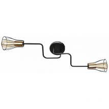 Helam - Tube Multi Arm Semi Flush Ceiling Light Black, Copper 82cm