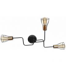 Helam Lighting - Helam tube Plafonnier Semi-Encastré à Bras Multiples Noir, Cuivre 82cm