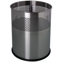 Corbeille à papier 15 l H321xD.255 mm rond acier inoxydable argent