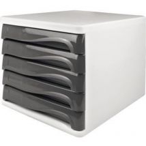 Schubladenbox The Wave 5 Schubladen Din A4 Din C4 Polypropylen/polystyrol Gehäusefarbe: Weiß Farbe Der Schublade: Lichtgrau