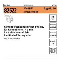 Hellermanntyton - Befestigungsbinder r 82522 m.Edgeclip 4,6 x 200/45 PA66HS schwarz seitlich-axial