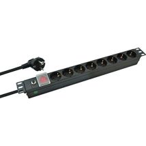 Helos - 19'' Multiprise Professional, 8-fach, Noir, 2,0m, Avec Schalter 262835