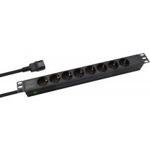 19" Steckdosenleiste professional, 8-fach, schwarz, 2,0m, für usv (C14) - Helos