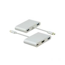Dockingstation, usb 3.1 Type-C St/3xUSB 3.0/HDMI/Type-C Bu, premium silber - Helos
