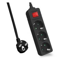 Helos - Multiprise classic 3 prises avec interrupteur Noir 5 m (262805)