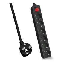 Multiprise classic 6 prises avec interrupteur Noir 1,5 m (262809) - Helos