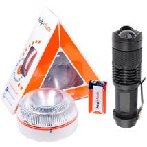 Help Flash - Lumiere urgence clignotante V16 + lampe poche spectaculaire avec zoom ajustable