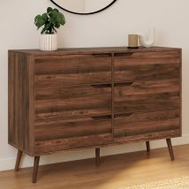 Idmarket - helsinki Arcón de 6 cajones 115 cm Efecto nogal escandinavo