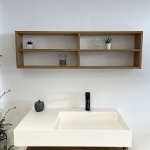 Byca - hémi - Mensola da parete in rovere massello con molteplici spazi di stoccaggio