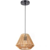 Norcks - Hemp Rope Woven Ceiling Light Retro Pendant Light Indoor Chandelier E27, Metal Cage Lampshade