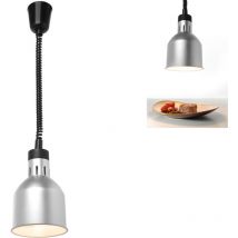 Lampe chauffe-plats - suspendue cylindrique conique argent 250W