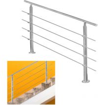 TolleTour 80cm Treppengeländer Edelstahl Handlauf Geländer für Treppen Brüstung Balkon mit 4 Querstreben. Innen und Außen