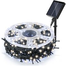 100M 1000 led Solaire Guirlande lumineuse Noël IP44 8 modes décoration de fête Extérieur Intérieur Jardin pour Noël anniversaire mariage blanc Froid