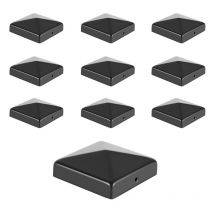 10x Capuchon de poteau de jardin Capuchon décoratif Clôture de jardin Capuchon de clôture Noir 91mm - Hengda
