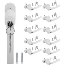 12X Poignée de fenêtre avec serrure Verrouillable Alu même clé blanc