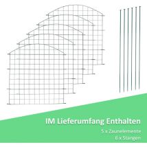 Hengda - swanew Teichzaun Gartenzaun 11tlg Set Zaun Teich 5 Zaunelemente und 6 Befestigungsstäben. Welpanauslauf. Metall. Gartenzaun. Freigehege.