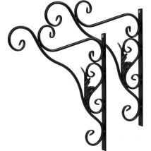Hengda - 2x crochets pour pots de fleurs Crochet mural Support mural en fonte pour plantes Carillons avec vis Mangeoire pour oiseaux Env. 30 cm