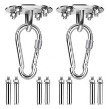 Randaco - Hengda 2x Innovativo gancio a soffitto in acciaio inox da 500 kg con sospensione in acciaio 304 per appendere lampada. amaca. yoga