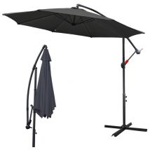 360° drehbare Ampelschirm Ø300cm Sonnenschirm mit Kurbelschirm UV40+ Gartenschirm Marktschirm Grau - Hengda
