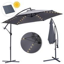 Einfeben 3m Parasol de avec éclairage solaire inclinable led Parasol de balcon Parasol de marché UV40+ Parasol de jardin,Grey