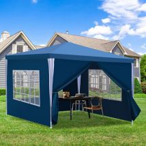 Tente Pavillon Camping Tente de réception étanche Tente de réception stable de haute qualité 3x3m Bleu
