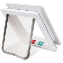 Swanew 4-Way Flap Cat Flap Tunnel Cat Flap Pet Flap 19.2x20cm,blanco