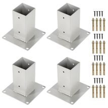 4x Pied de poteau carré Support carré à boulonner Pied à fixer pour poteau Poteaux De Clôture 90x90mm - Hengda