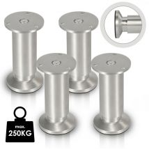 4X Pieds de meuble Pieds de socle Pieds réglables Pieds de canapé Pieds de meuble Réglables-Aluminium-60mm - Argent - Hengda