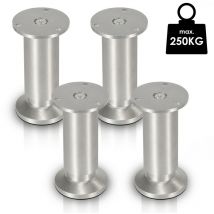 4X Pieds de meuble Pieds de socle Pieds réglables Pieds de canapé Pieds de meuble Réglables-Aluminium-80mm - Argent - Hengda