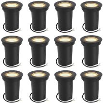 12x 3W Lumières enterrées Pivotant lampe de paysage enterré à led Blanc chaud - Noir Boîtier, éclairage extérieur - Hengda
