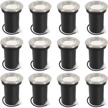 12x 3W Lumières enterrées Pivotant lampe de paysage enterré à led Blanc neutre - Argent Boîtier, éclairage extérieur - Hengda