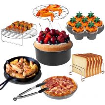 Accessoires pour friteuse à air chaud, set de 12 pièces, support pour friteuse à air chaud, 100 feuilles de papier, brosse en silicone,8 pouces