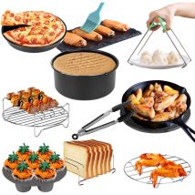 Accessoires pour friteuse à air chaud, set de 12 pièces, support pour friteuse à air chaud, 100 feuilles de papier, brosse en silicone,7 pouces