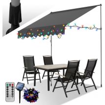 Hengda - Auvent manuel Store à pince Auvent à Pince Auvent pour balcon Store de fenêtre Store de balcon sans percer. anti-UV 300cm Gris avec led