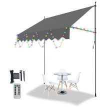 Auvent manuel terrasse Protection solaire UV-résistante Hydrofuge avec protection solaire avec led Gris 2M - Hengda