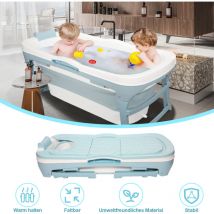 Baignoire bébé Baignoire pliable pour adulte Mobile Baignoire portable avec couverture rouleaux plateau 118x60x50cm - Hengda