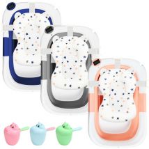 Randaco - swanew Baignoire Plegable para Bebé 0-12 meses con Hamaca de Baño y Termómetro - Rosa - 60.5x43x20.5cm