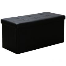 Banc tabouret siège pliable siège coffre siège avec espace de rangement noir capacité de charge 300 kg 76 x 38 x 38 cm - Hengda