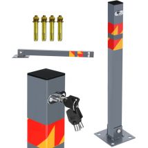 Swanew Barrera de estacionamiento 1x Poste con 3 Llaves Barrera de estacionamiento Plegable Bloqueable Pilona de estacionamiento