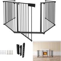 Hengda - swanew Barrera de seguridad Chimenea xl 310cm Cortafuegos Seguridad infantil Montaje en pared 5 elementos de acero.Negro