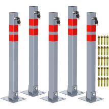 Poteau de Parking 5x Poteau de délimitation 65cm Barrière de parking Rabattable Bollard à bétonner Poteau de barrage