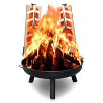 Bol de feu avec plaque de flammes Outdoor Feu de camp Jardin 80 cm Haute qualité ronde - Hengda