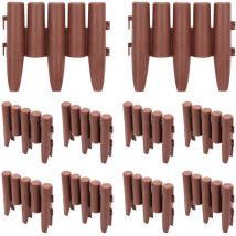 SWANEW 10 piezas Borde de césped 2.8 m Borde de cama Valla decorativa PP Borde de césped Marrón