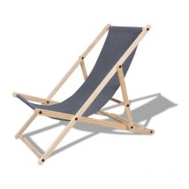 Chaise longue pliante Chaise de jardin en bois Chaise longue pliante Chaise de camping Plage Gris - Hengda