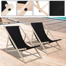 Hengda Chaise longue pliante en bois Chaise longue de jardin Chaise pliante en bois noir 2 pièces
