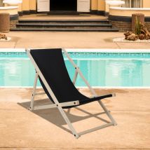 Chaise longue en bois pliable Chaise de jardin pivotante pliable Chaise longue de jardin pliable noire - Hengda