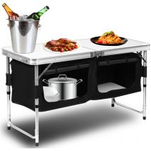 SWANEW Cocina de Aluminio para Camping Plegable Mesa de Camping Portátil con bolsa para exterior - Tamaño pequeño: 120x47x68cm
